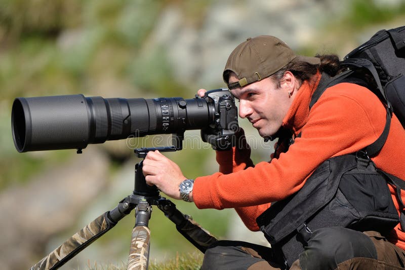 Fotografo professionista della fauna selvatica fotografia stock libera da diritti Fotografo professionista della fauna selvatica fotografia stock libera da diritti
