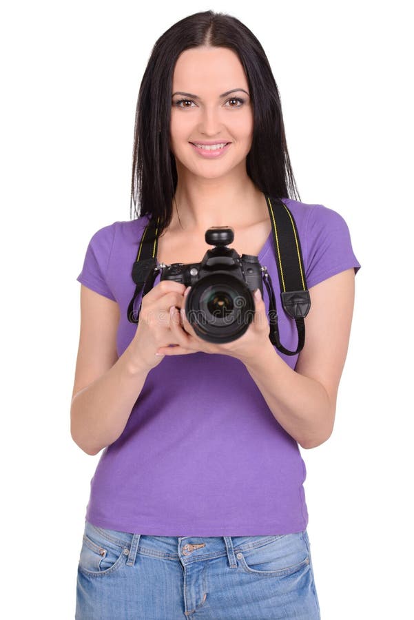 Ragazza Graziosa Del Fotografo Che Prende Selfie Immagine Stock 