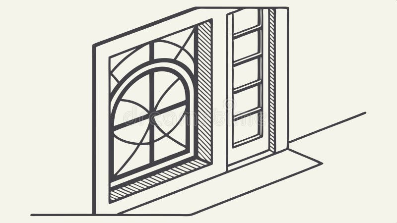 Fotogramma della vecchia finestra di Rustic. Progettazione Vintage architettonica dettagli vettoriali Generative AI illustrazione di stock