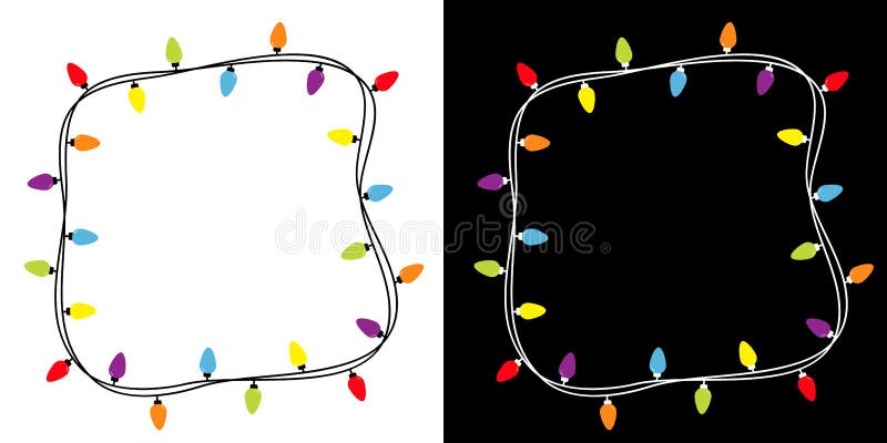 Fotogramma quadrato per le luci di Natale Set di luci di fiamma a corde colorate decorazione di xmas festivo Arachide a lampo royalty illustrazione gratis
