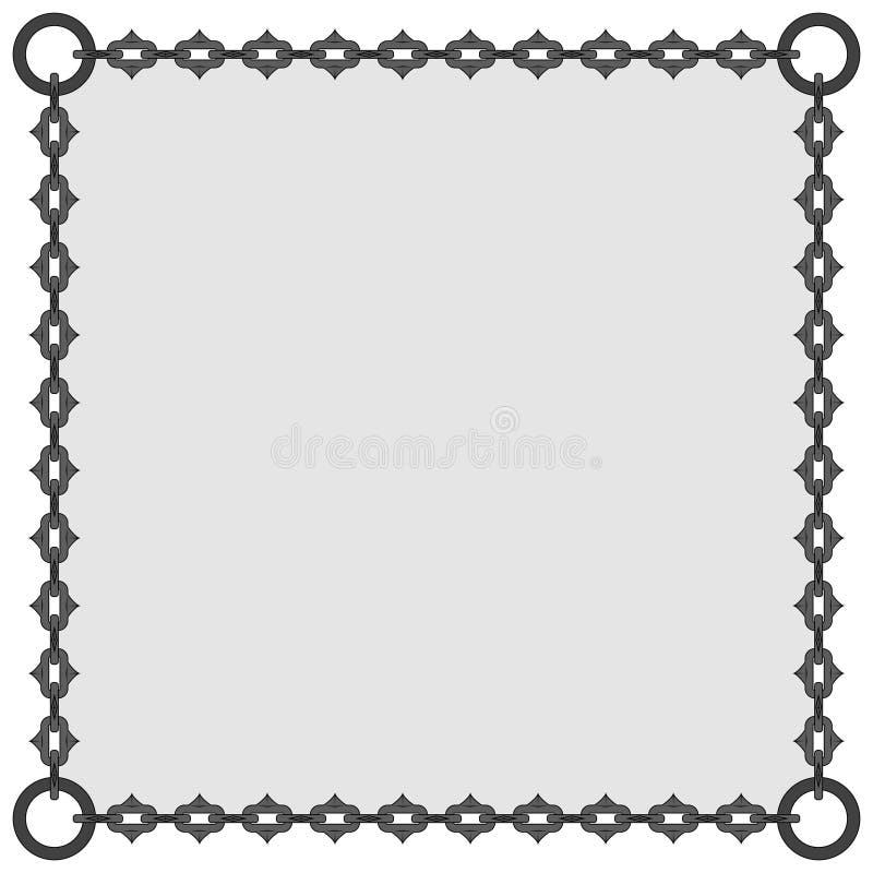 Vector design of photo frame with cutting chains, square shape dungeon style chain. Vector design of photo frame with cutting chains, square shape dungeon style chain