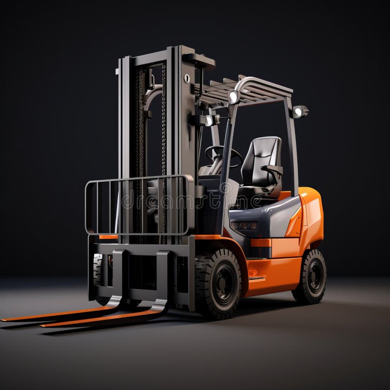 Fotorealistisk 3d-rendering av hangcha gaffelft med mätbart ljus stock illustrationer