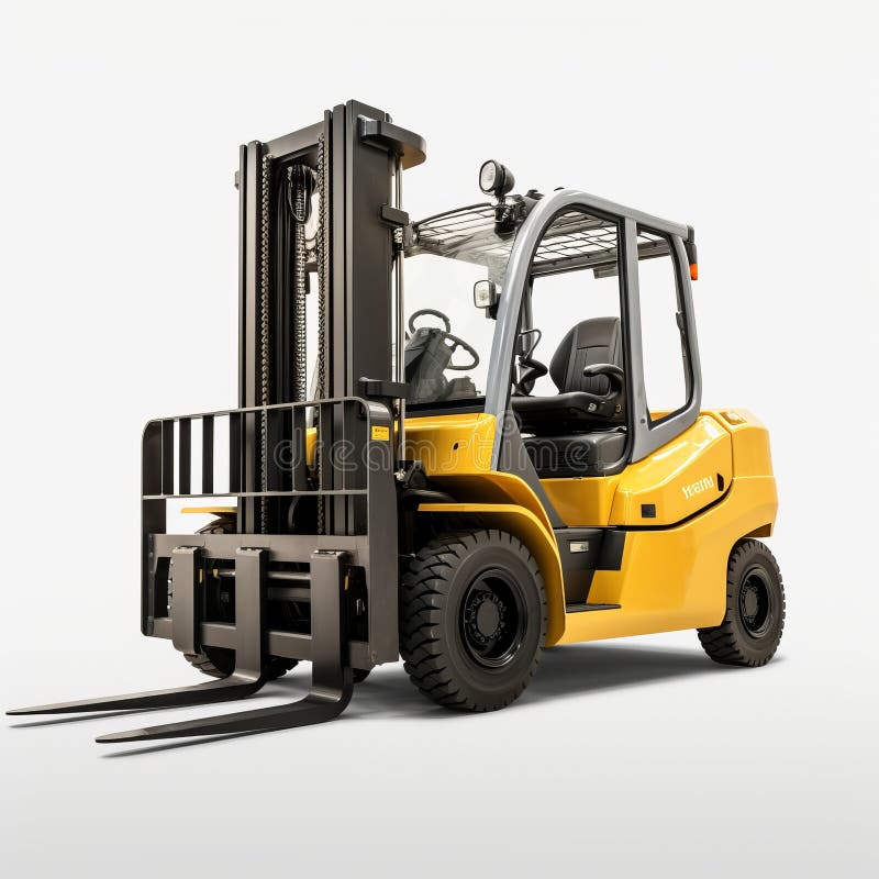 Fotorealistisk 3d-rendering av komatsu forklift med mätbart ljus stock illustrationer