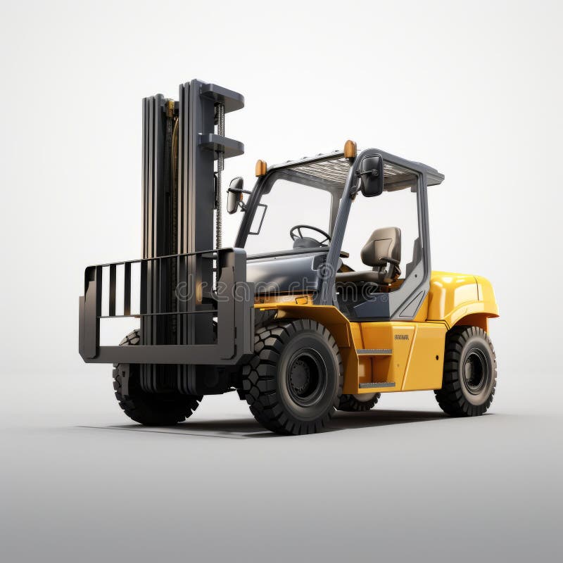 Fotorealistisk 3d-rendering av komatsu forklift med mätbart ljus stock illustrationer