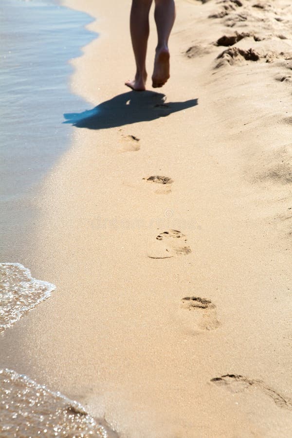 Footprints on the sand, selective focus. Footprints on the sand, selective focus