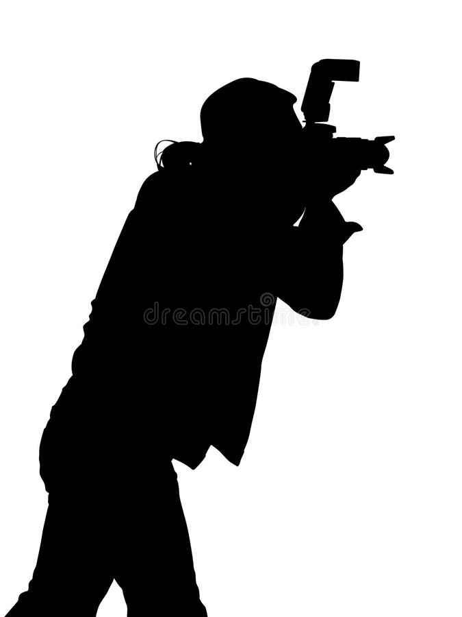 Fotógrafo da silhueta com trajeto de grampeamento
