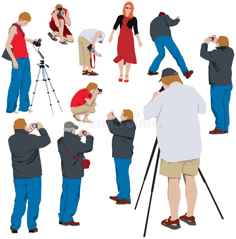 Fotógrafos que tiran el modelo libre illustration Fotógrafos que tiran el modelo libre illustration