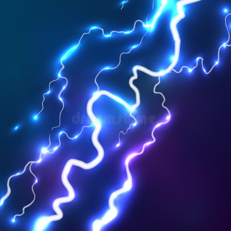 Foudre bleue lumineuse de vecteur illustration libre de droits