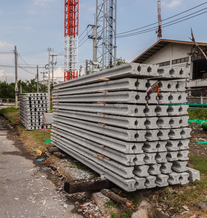 Foundation piles. stock photo. Image of gray, lime, precast 67240280