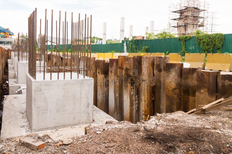 Foundation, Pillar and Beam Being Constructed at Construction Site