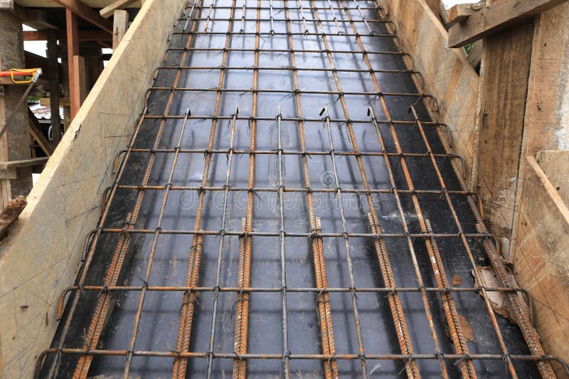 Foundation steel for home building royalty free stock photo