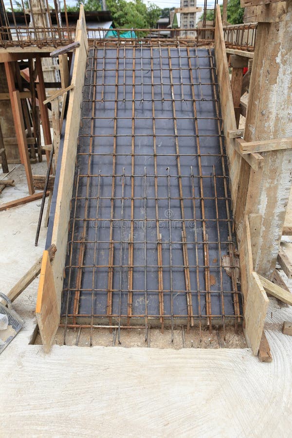 Foundation steel for home building stock photography