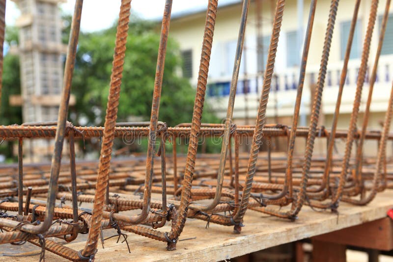 Foundation steel for home building stock photos