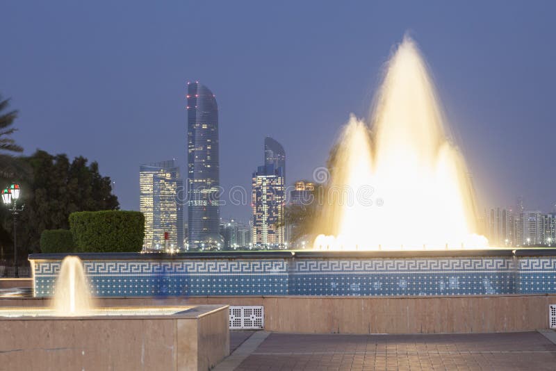 Fountain in Abu Dhabi, UAE stock image. Image of orient 87679211