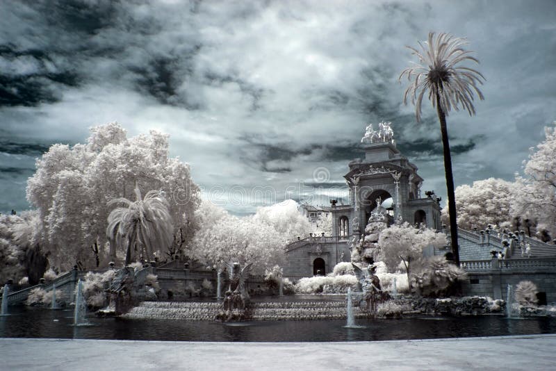 Fountain and cascade in park De la Ciutadella in Barcelona royalty free stock image Fountain and cascade in park De la Ciutadella in Barcelona royalty free stock image