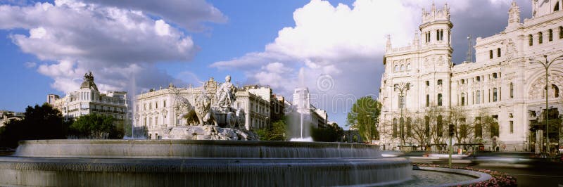 Day panoramic photo of Fountain of Cibeles, Madrid, Spain