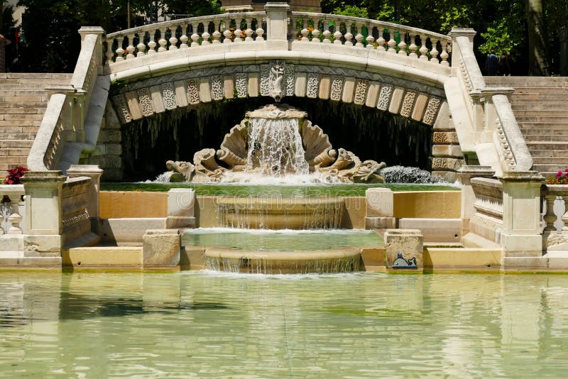 The Fountain in the Darcy Garden in Dijon Stock Image Image of