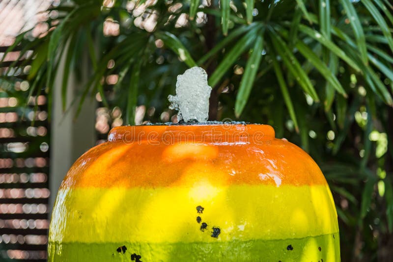 Fountain decoration in the garden made by Clay pottery ceramic royalty free stock photos