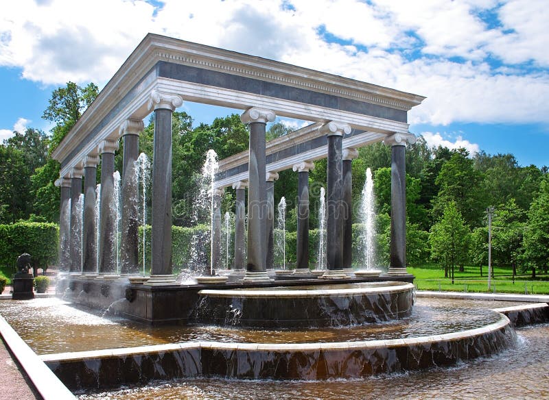 The fountain in garden. stock photo. Image of blue, place - 10927938