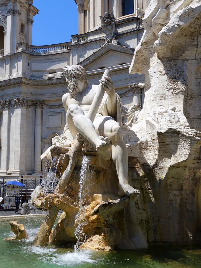 Neptune Fountain In Piazza Navona, Rome. Stock Image - Image of city ...