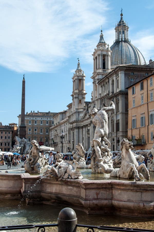 The Fountain of Neptune in the Piazza Navona, Rome Editorial