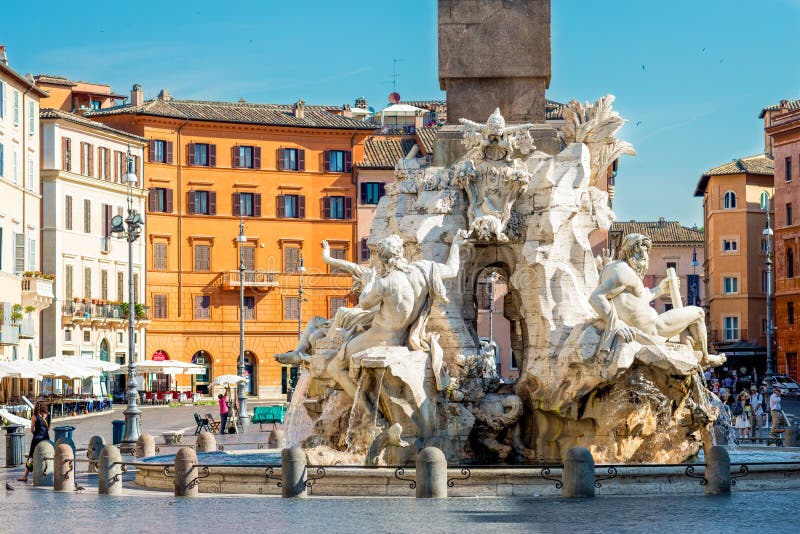 Fountain of Neptune in Piazza Navona, Rome, Italy Editorial Stock Image