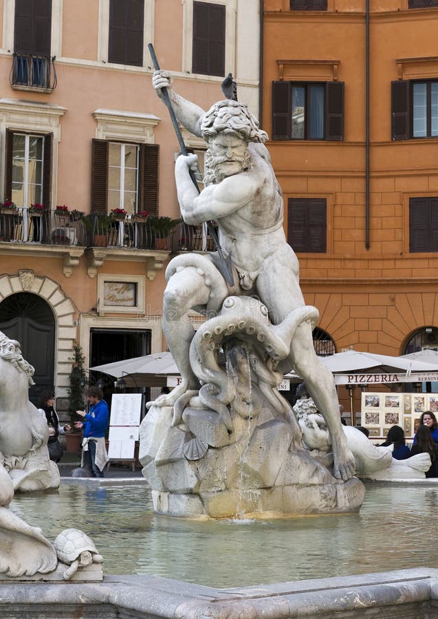 The Fountain of Neptune, Piazza Navona Editorial Photography - Image of ...
