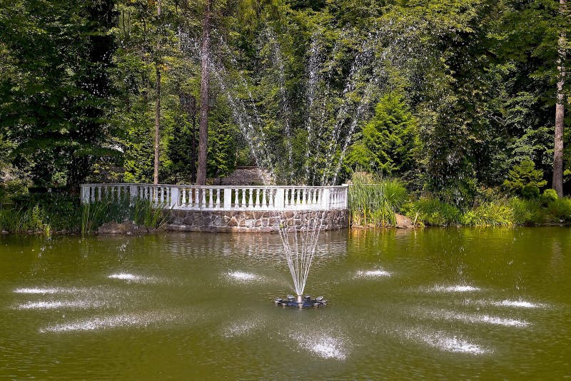 Fountain in the park area in Rajecke Teplice