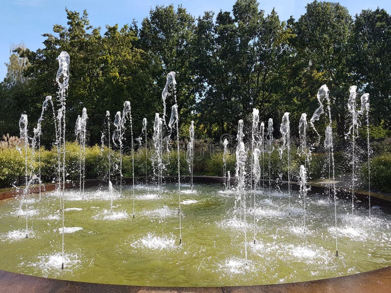 Fountain in the Park on the Background of the Forest Stock Photo Image of europe, berlin