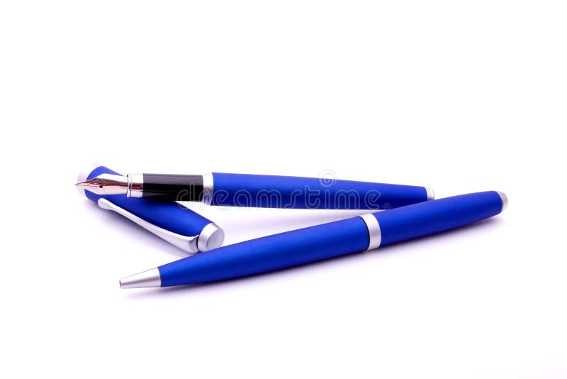 Fountain Pen and Ballpoint Pen Stock Photo Image of supplies, blue