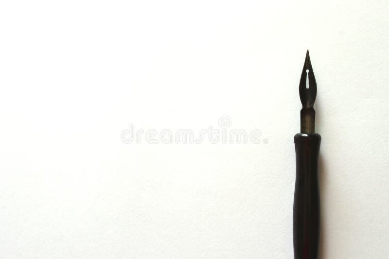 Fountain Pen on Blank White Paper with Copy Space Stock Image Image