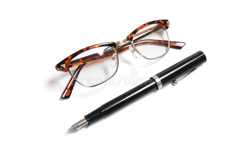 Fountain Pen And Eye Glasses Stock Photo Image of spectacles, white
