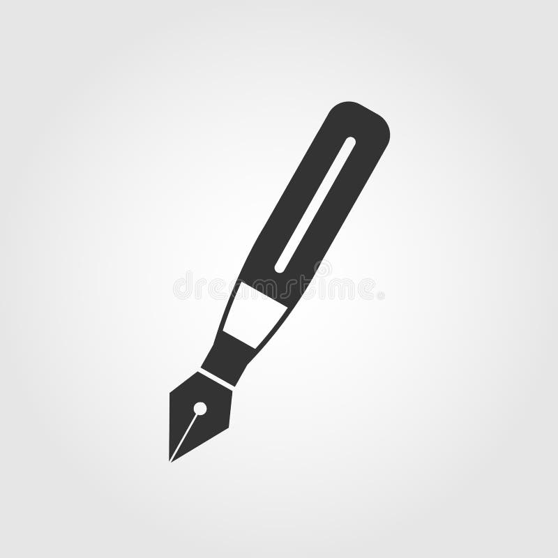 Fountain Pen Icon, Flat Design Stock Vector Illustration of paper