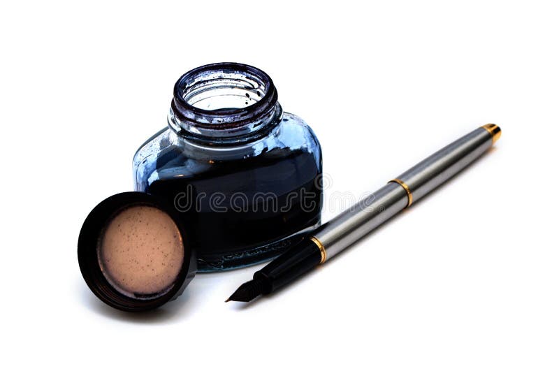 Fountain pen and ink stock image. Image of isolated, stylish 14013929