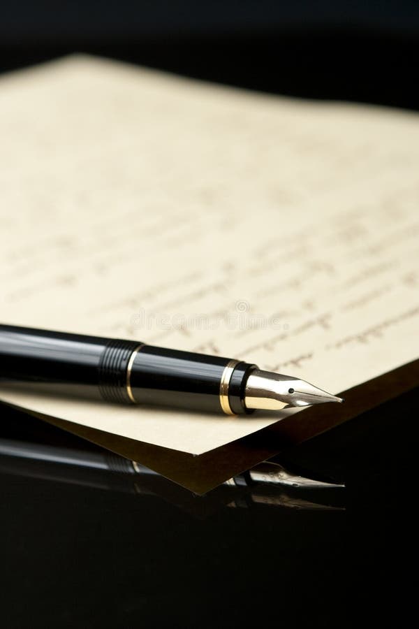 Fountain pen and paper stock image. Image of copy, lined 10133493