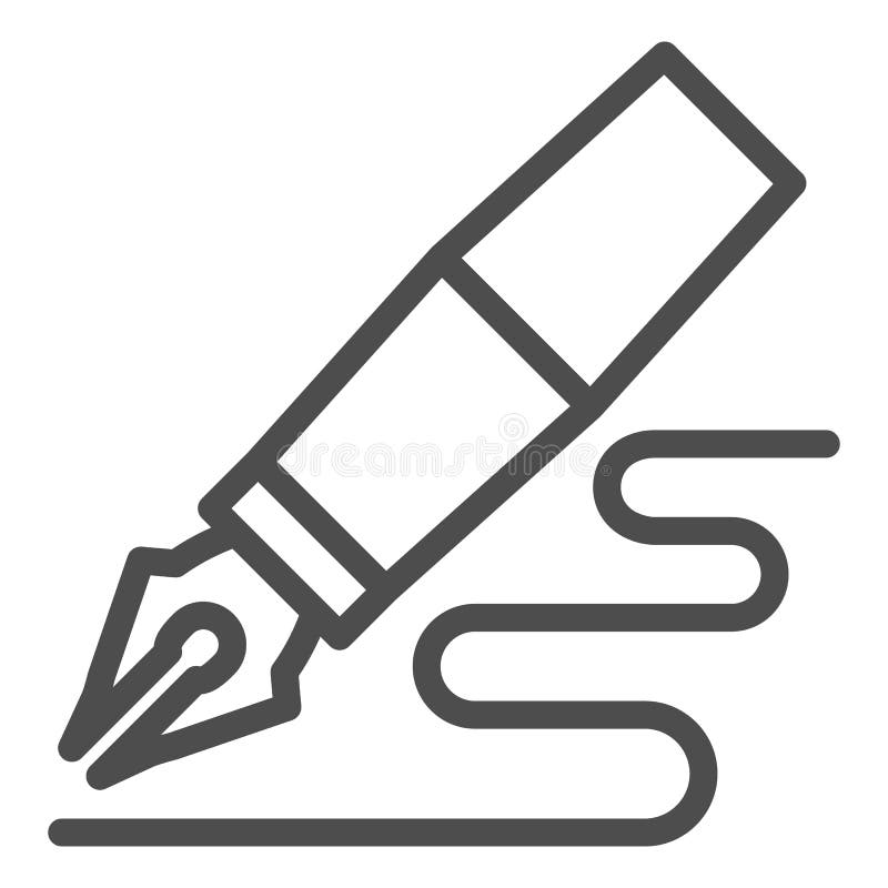 Fountain pen line icon. Feather pen drawing line vector illustration isolated on white. Pen writing outline style design royalty free illustration Fountain pen line icon. Feather pen drawing line vector illustration isolated on white. Pen writing outline style design royalty free illustration