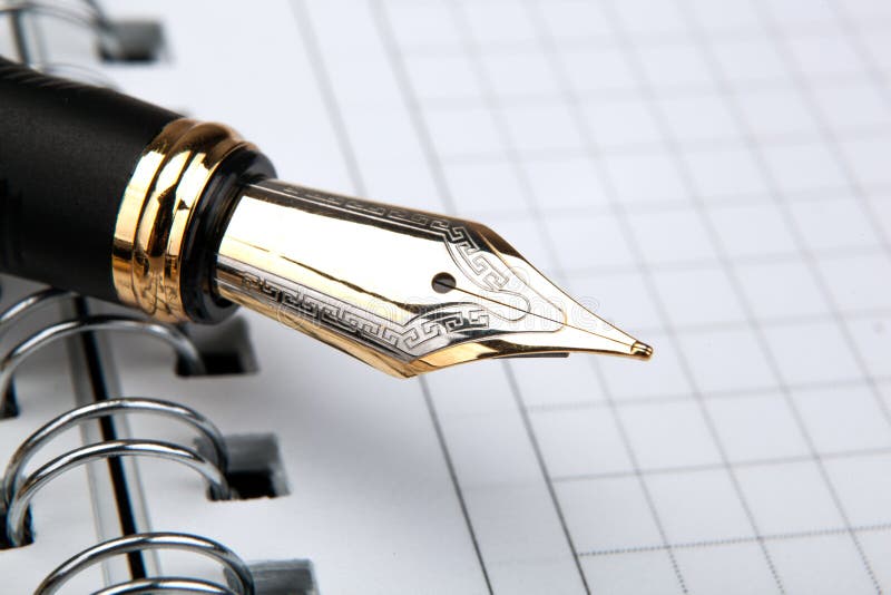 Fountain Pen on the Notepad with Paper in a Cage Stock Photo Image of