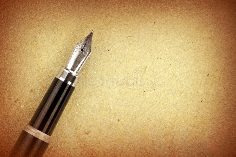 Fountain pen a on paper stock photo. Image of brown, metal 41159800