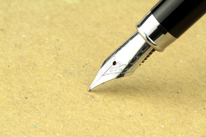 Fountain Pen a on Paper with Copy Space Stock Photo Image of black