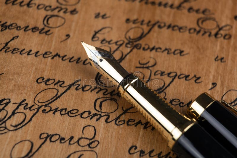 Fountain Pen on Paper with Ink Text Stock Photo Image of paper