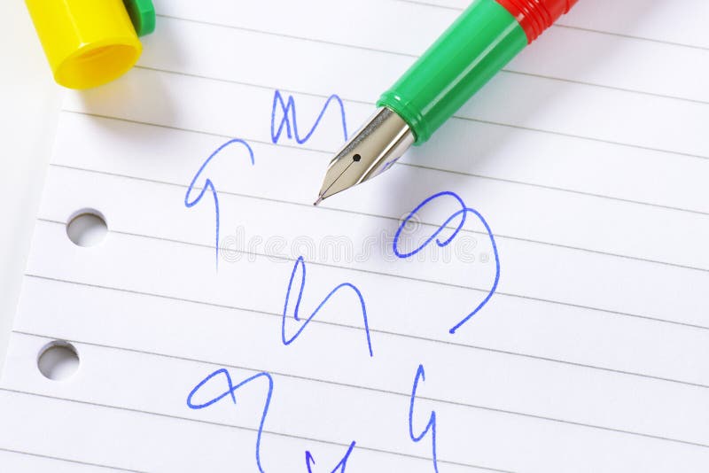 Fountain pen on paper stock photo. Image of instrument 55249554