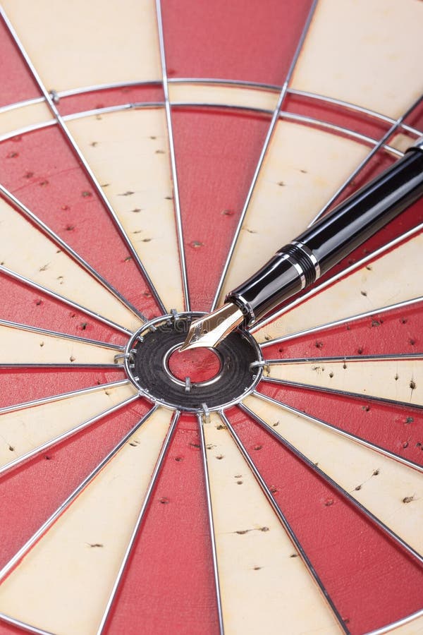 Fountain Pen in the Target Center Stock Photo Image of three, success