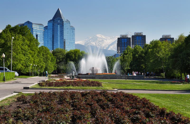 Fountain on Republic Square in Almaty, Kazakhstan