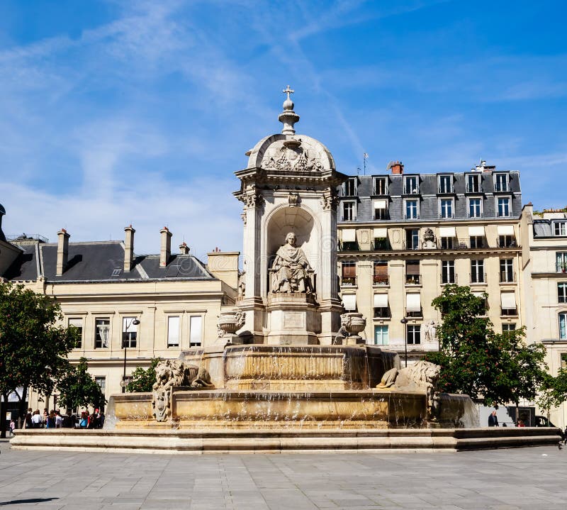 The Fountain Saint-Sulpice or Fountain of the Four Bishops. Paris ...