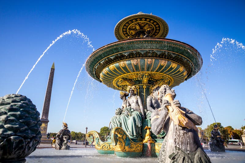 Fountain of the Seas and Louxor Obelisk, Concorde Square, Paris