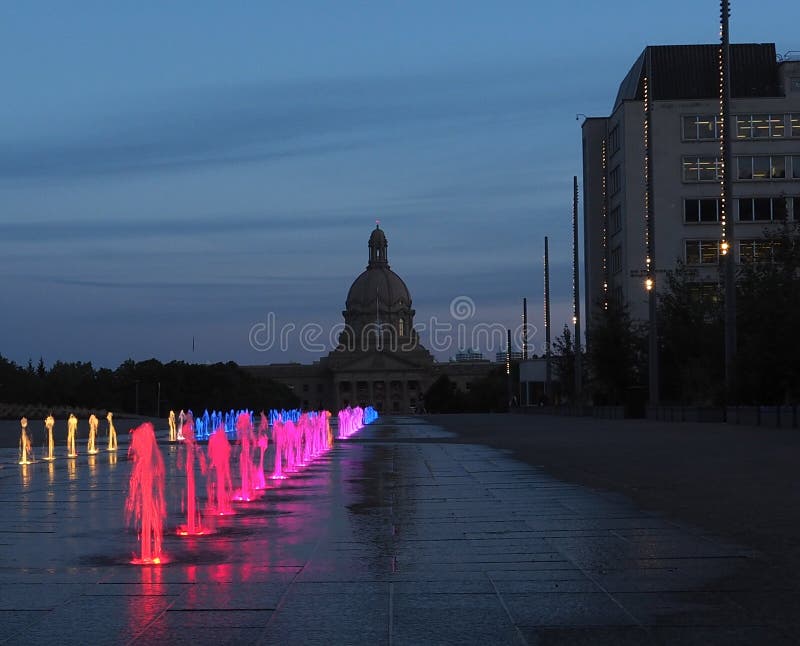 Fountains at Legislative Grounds Edmonton, Alberta Stock Image Image