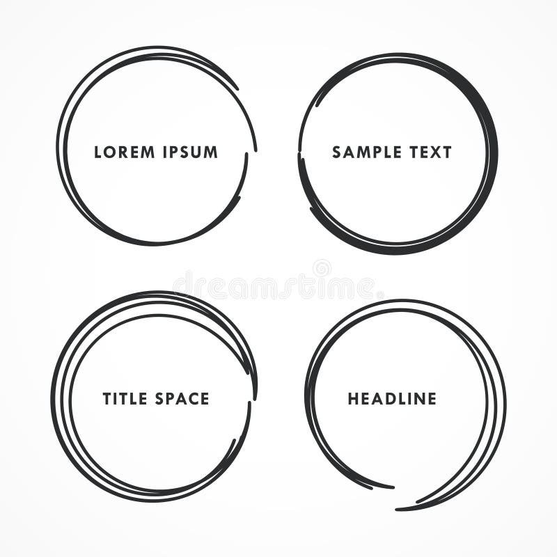 Four abstract hand drawn circle frames royalty free illustration