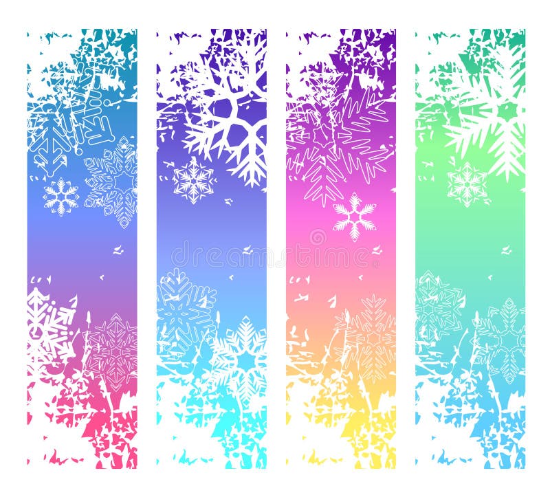 Four abstract vertical winter banners