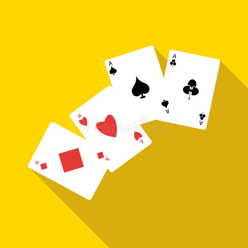 Four aces playing cards icon, flat style