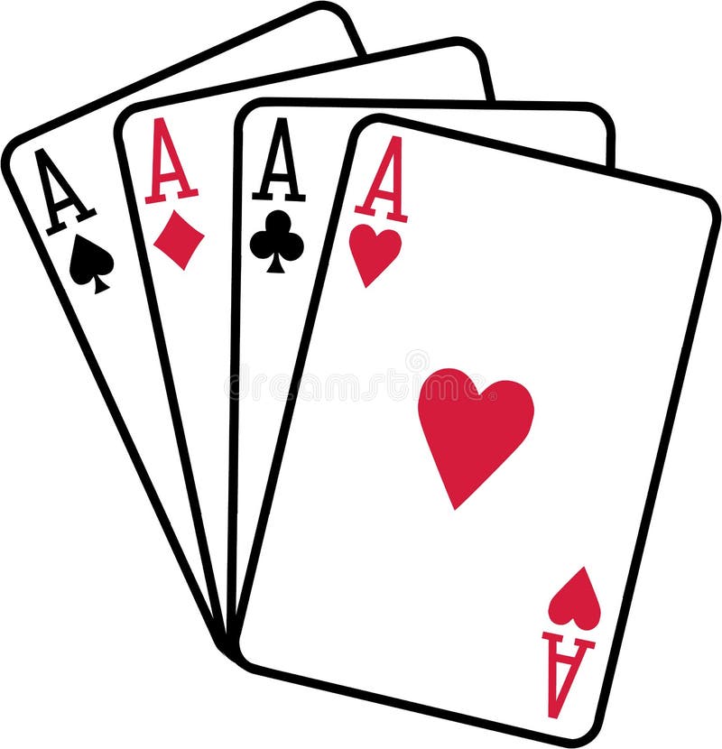 Four Aces Playing Cards Spades Hearts Diamonds Clubs Stock Vector - Illustration of vegas, gambling: 107185815